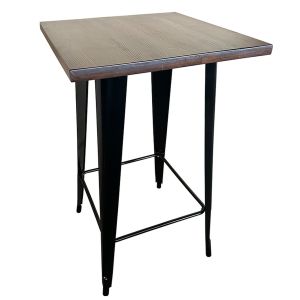 Τραπέζι Bar ArteLibre Βιομηχανικού Τύπου Vintage ARTEKTO Μαύρο/Καφέ Μέταλλο/Ξύλο 60x60x103cm