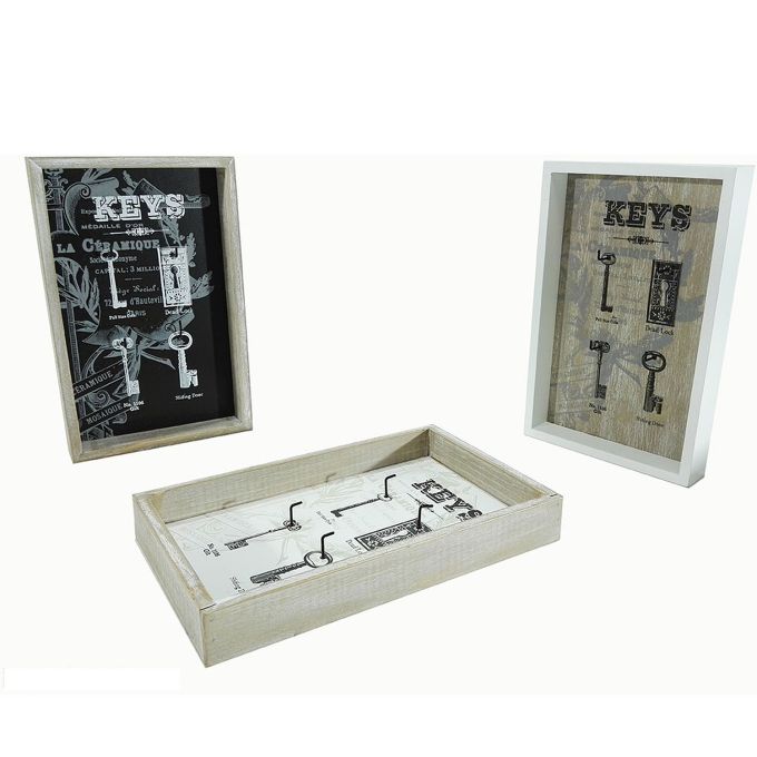 Κλειδοθήκη ξύλο/γκρι 16x25x3.5cm 4Θέσεις Σε 3 Σχέδια