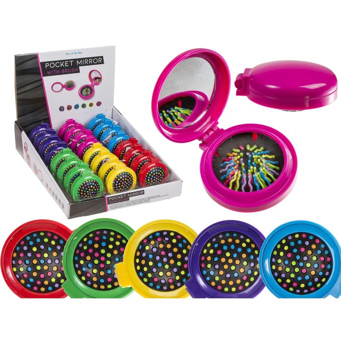 Καθρεπτάκι Τσέπης Με Βουρτσάκι Μαλλιών Πλαστικό Φ7cm Σε 6 Χρώματα