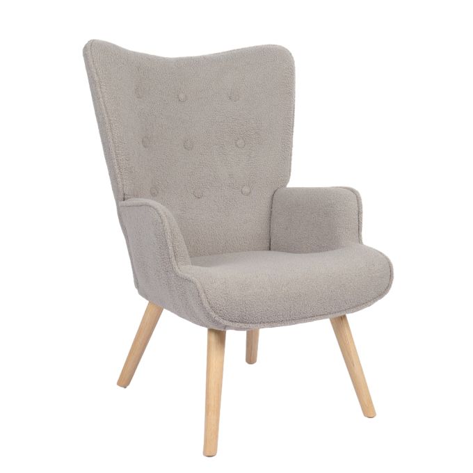 Πολυθρόνα ArteLibre MARION Γκρι Ύφασμα Μπουκλέ/Ξύλο 73x69x96cm