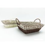 Καλάθι Τετράγωνο Καφέ/Λευκό Ύφασμα/Ξύλο 22x22x8cm 2Τμχ