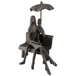 Διακοσμητικό ArteLibre Ζευγάρι Σε Παγκάκι Καφέ Μέταλλο 12x14x19cm