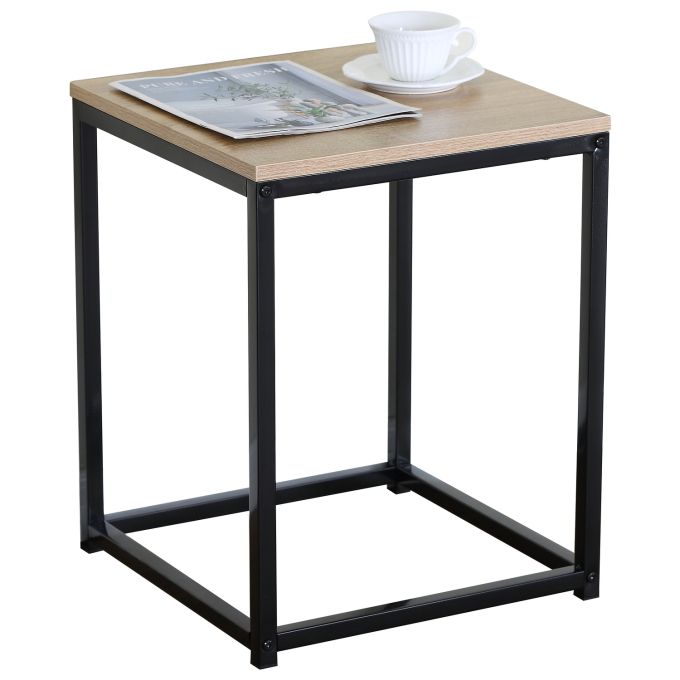 Βοηθητικό Τραπεζάκι ArteLibre QUENLEY Δρυς/Μαύρο Μοριοσανίδα/Μέταλλο 40x40x50.1cm