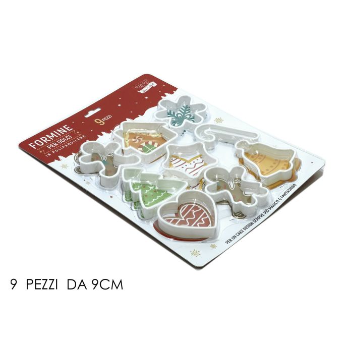 Φορμάκια Για Μπισκότα Χριστουγεννιάτικες Φιγούρες Λευκό PP Σετ 9Τμχ