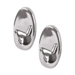 Γάντζος Οβάλ Αυτοκόλλητο Ασημί Πλαστικό 48x30mm 2Τμχ