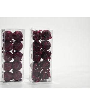 Χριστουγεννιάτικες Μπάλες Μπορντό 60mm Σετ 10Τμχ Σε 2 Σχέδια