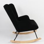 Πολυθρόνα Κουνιστή ArteLibre CANDY CANE Μαύρο Ύφασμα/Μέταλλο/Ξύλο 91x67x86cm