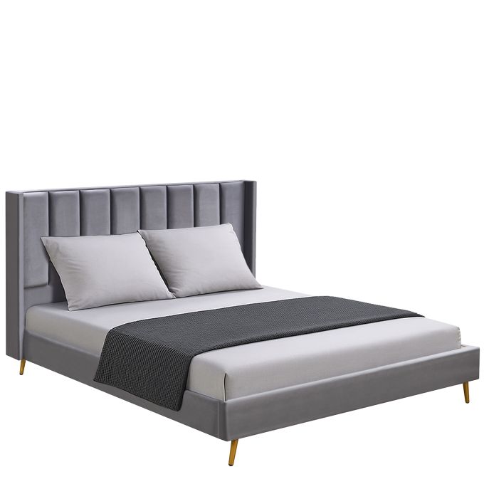 Κρεβάτι Υπέρδιπλο ArteLibre SEDONA Γκρι Ύφασμα Για Στρώμα 160x200cm