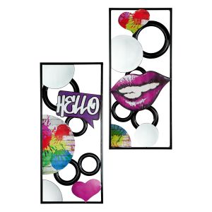 Ανάγλυφο Τοίχου Ορθογώνιο Πολύχρωμο Μεταλλικό/Καθρέφτης Γυαλί 2.5xW