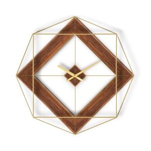 Ρολόι Τοίχου ArteLibre Χρυσό/Φυσικό Μέταλλο/MDF 51x51x7.5cm