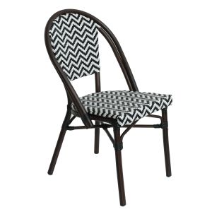 Πολυθρόνα Κήπου ArteLibre RYOTA Λευκό/Μαύρο/Καφέ Μπαμπού/Rattan 48x56x86cm