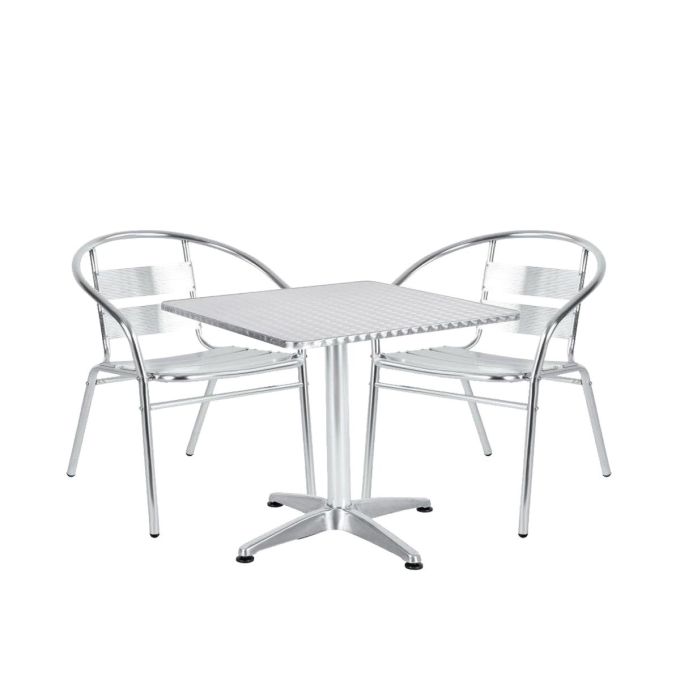 Σετ Τραπεζαρία Κήπου ArteLibre CALLISTO Αλουμίνιο Ασημί Με 2 Πολυθρόνες 14990102