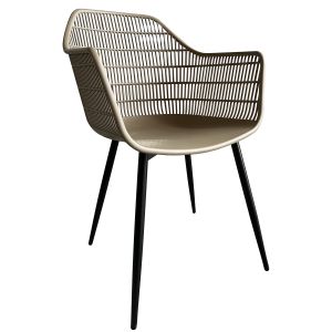 Πολυθρόνα Κήπου ArteLibre KOPHIPHI Μπεζ/Μαύρο PP/Μέταλλο 53x58x86.5cm