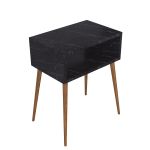 Κομοδίνο ArteLibre GANIRU Μαύρο/Όψη Μαρμάρου Μοριοσανίδα/Ξύλο 45x30x60cm