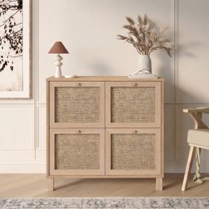 Κονσόλα ArteLibre AESIR Φυσικό Μοριοσανίδα/Rattan 90x35x85.2cm