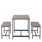 Σετ Τραπεζαρία (2+1) ArteLibre DRAYCOTT Καφέ/Μαύρο Μοριοσανίδα/Μέταλλο 110x60x75cm