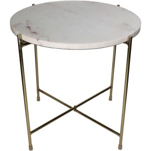 Τραπεζάκι ArteLibre Λευκό Μάρμαρο/Μέταλλο 40x40x40cm