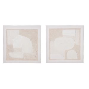 Πίνακας Τετράγωνος 'Velva' Καμβάς Κρεμ 30x30cm 2Τμχ