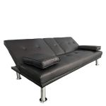 Καναπές Κρεβάτι Τριθέσιος ArteLibre ALFRED Μαύρο PU 164x76.5x79cm