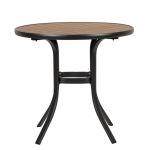 Τραπέζι Κήπου ArteLibre SANAAG Μαύρο/Καρυδί Αλουμίνιο/Ξύλο Φ80x73cm