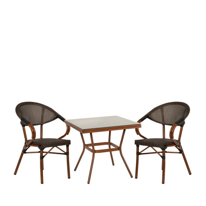 Σετ Τραπεζαρία Κήπου ArteLibre ANGOLA Μπαμπού Αλουμίνιο/Γυαλί Με 2 Πολυθρόνες 14990222