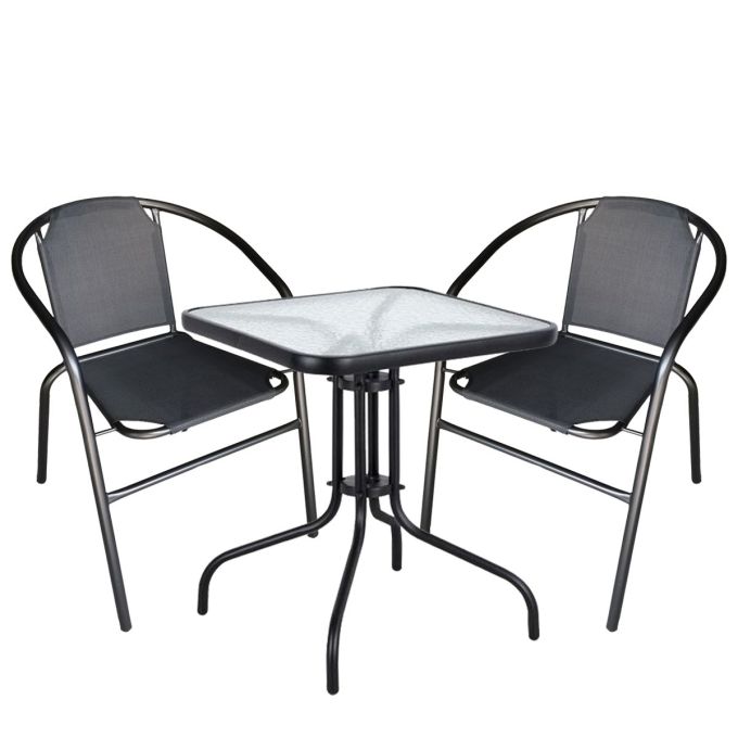 Σετ Τραπεζαρία Κήπου ArteLibre MARS Μέταλλο Μαύρο Με 2 Πολυθρόνες 14990076