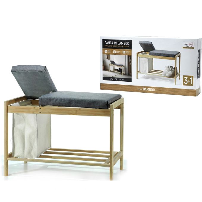 Πάγκος Με Θέση Παπουτσιών και Αποθηκευτικό Χώρο Μπαμπού 70.5x36x48cm