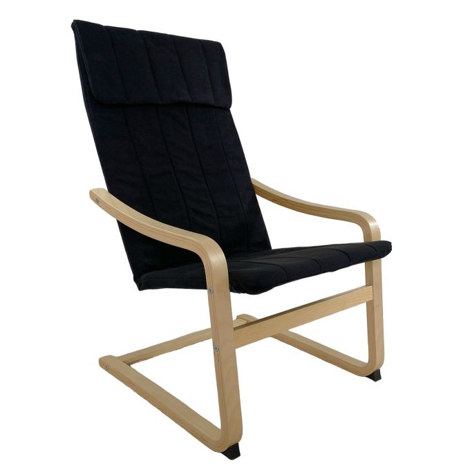 Πολυθρόνα ArteLibre NORDVIK Μαύρο/Φυσικό Ύφασμα/Ξύλο 60x71x105cm