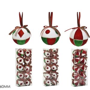 Χριστουγεννιάτικη Μπάλα 60mm Σετ 10Τμχ Σε 3 Σχέδια