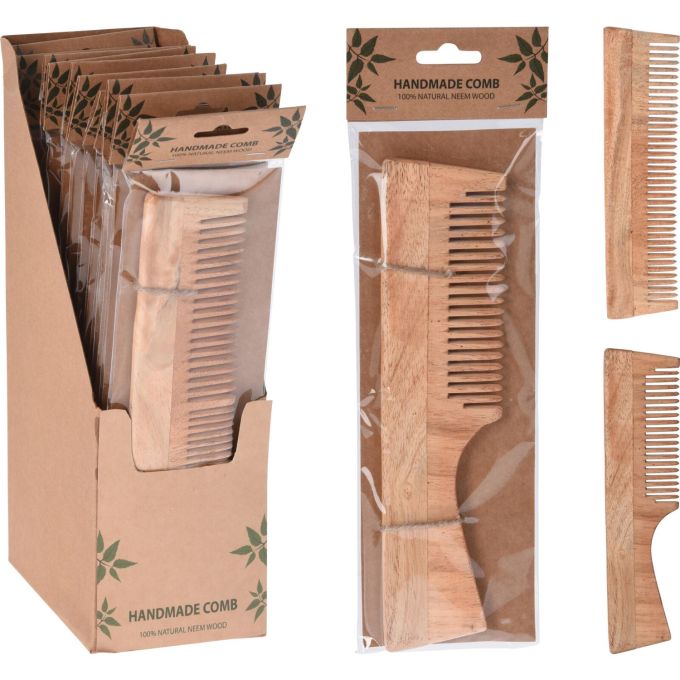 Χτένα Χειροποίητη Φυσικό Ξύλο 5x19cm Σε 4 Σχέδια