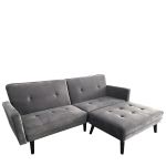 Καναπές Κρεβάτι Γωνιακός ArteLibre ALFVIN Γκρι Ύφασμα 211x158x83cm