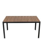 Τραπέζι Κήπου ArteLibre OUZOUD Μαύρο/Καρυδί Αλουμίνιο/Ξύλο 150x90x74cm