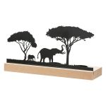 Κηροπήγιο ρεσώ Μοτίφ ελέφαντα Μεταλλικό Μαύρο Φυσικά Χρώματα 2 Ποικιλία 24X7X13Cm 24X7X13Cm