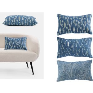 Μαξιλάρι Jacquard Μπλε/Λευκό 100% Πολυεστέρας 30x50cm Σε 3 Σχέδια