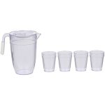 Κανάτα 1.5lt Με 4 Ποτήρια Σετ 5Τμχ Σε 2 Χρώματα ALPINA