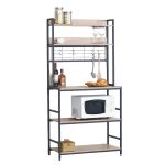 Ραφιέρα Κουζίνας ArteLibre INVERMERE Δρυς/Μαύρο Μοριοσανίδα/Μέταλλο 80x40x170cm