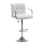 Σκαμπό Bar ArteLibre DOKK Με Πλάτη Πτυσσόμενο Λευκό PU/Μέταλλο 52x56x94-115cm