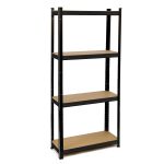 Ράφια μαύρο μέταλλο/MDF 75x30x173cm