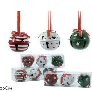 Χριστουγεννιάτικα Κρεμαστά Καμπανάκια 6cm Σετ 3Τμχ Σε 3 Σχέδια