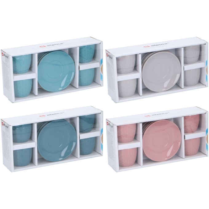 Σετ Φλιτζάνι & Πιατάκι 8Τμχ Σε 4 Χρώματα Espresso