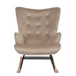 Πολυθρόνα Κουνιστή ArteLibre DARIA Ανοιχτό Καφέ Βελούδο/Μέταλλο/Ξύλο 85x69x90cm