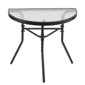 Τραπέζι Κήπου Ημικυκλικό ArteLibre CELESTIAL Μαύρο Μέταλλο/Γυαλί 70x40x65cm
