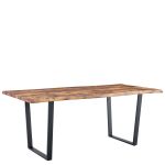 Σετ Τραπεζαρία (2+1) ArteLibre NORTHAM Καρυδί/Μαύρο Μέταλλο/Ξύλο