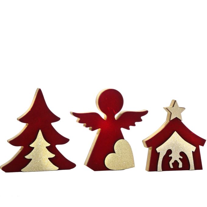 Χριστουγεννιάτικα Ξύλινα Διακοσμητικά Κόκκινο 18cm Σε 3 Σχέδια