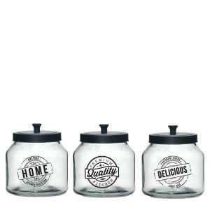 Βάζο Γυαλί Με Μαύρο Καπάκι 250cl Σε 3 Σχέδια