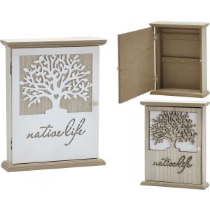 Κουτί Κλειδοθήκης Φυσικό/Λευκό MDF 21x6x26.5cm Σε 2 Σχέδια