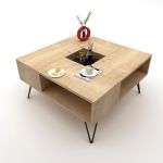 Τραπεζάκι Σαλονιού ArteLibre DONOUSA Δρυς/Μαύρο 80x80x38.6cm