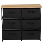 Συρταριέρα ArteLibre SOREN Με 6 Συρτάρια Μαύρο/Δρυς Μέταλλο/Non-Woven/Μοριοσανίδα 76x30x68cm