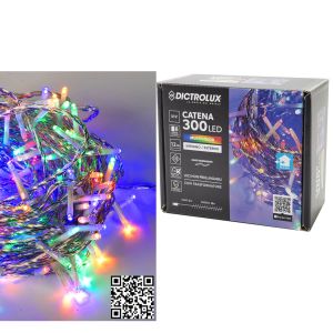 300 LED Πολύχρωμο Για Εξωτερικό Χώρο Με Διαφανές Καλώδιο Και Πρόγραμμα