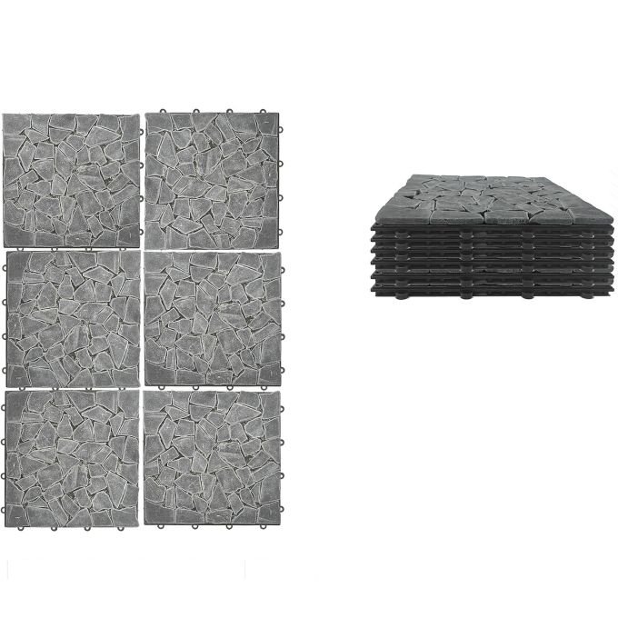 Πλακάκια Δαπέδου Μαύρο Πέτρα 30.5x30.5x2cm 6Τμχ